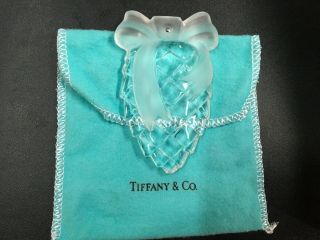 Tiffany & Co Large 3 - 1/2 " Crystal Frosted Pineconeornament,  Pouch Signed
