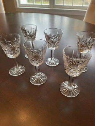 Set Of 6 Waterford Irish Crystal Lismore Cordial Glasses 3.  5 " Height