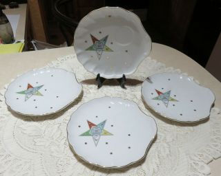 4 Vintage Oes Masonic Order Of The Eastern Star Snack Plates