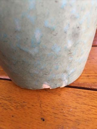 Brush.  Pottery Vase.  Green Blue Matte Glaze.  Art Veilum 2