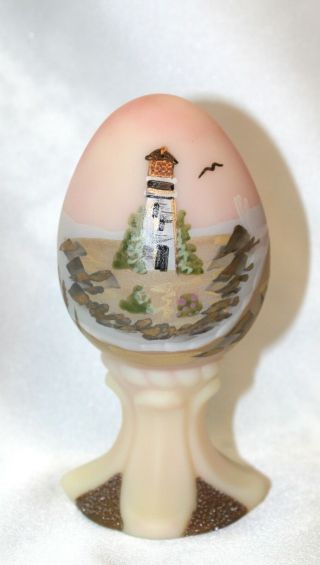 Fenton,  Egg On Stand,  Burmese,  Limited Edition,  Hand Decorated