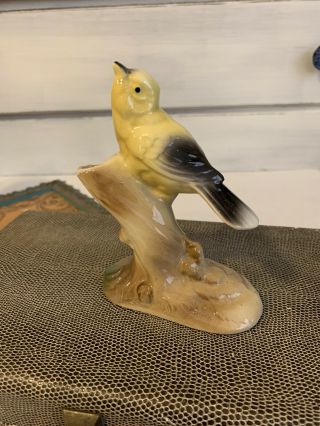 Vintage Royal Copley Yellow Finch Bird Bud Vase Art Deco Mid Century Modern