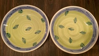 Vintage Caleca Floral Hand Painted 8 1/2” Set Of 2 Salad Bowls,  Made In Italy