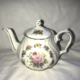 Sadler Of England Vintage Mini Tea Pot,  Floral Pattern,  Gold Gilding.  No Lid