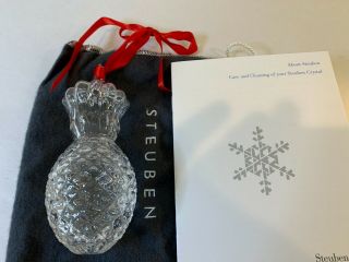 Steuben Glass - Holiday Pineapple Christmas Ornament,  W/dust Bag