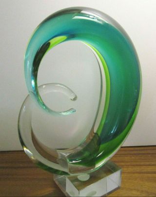 Cristalleria Murano Ann Primrose Glass Sculpture - Teal W/original Label