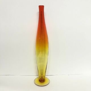 Vintage Mid Century Blenko Art Glass 628s Tangerine 17 1/4” Decanter No Stopper