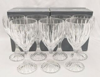 Set Of 7 Mikasa Park Lane Crystal Wine Glasses Water Goblets 6 3/4 " W/ Boxes