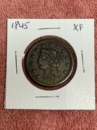 1845 Braided Hair Large Cent In Xf