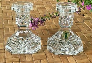 Classic Waterford Crystal Octagon Candlestick Pair | Lismore | Gothic |