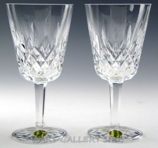 Waterford Ireland Crystal Lismore 6 - 7/8 " Wine Water Goblets Glasses Set 2