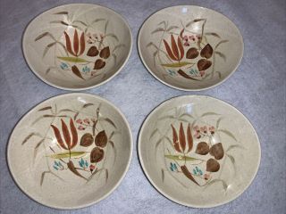 4 Vintage Red Wing Pottery ‘random Harvest’ Salad Bowls,  6 - 1/2”
