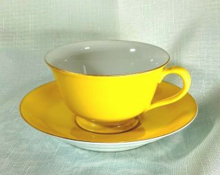 Noritake Bone China Tea Cup And Saucer Morimura Monochrome Yellow