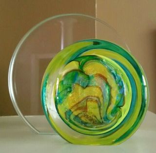 Black Friday Rollin Karg Signed Dichroic Art Glass 2 Disc Sculpture