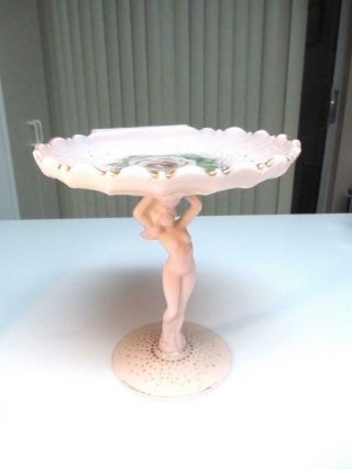 Cambridge Crown Tuscan Pink Nude Female Shell Compote With Rose And Gold