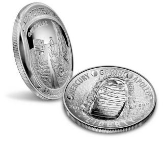 2019 U.  S.  Apollo 11 50th Anniversary Comm.  Silver Dollar Unc,  99.  9 Silver