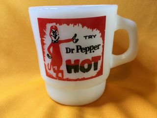 Old Hot Dr Pepper Soda Advertising Fire King Coffee Mug W/ Devil