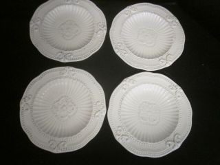 Set Of 4 American Atelier Baroque 8 1/2 " Salad Plates White Ironstone 5286