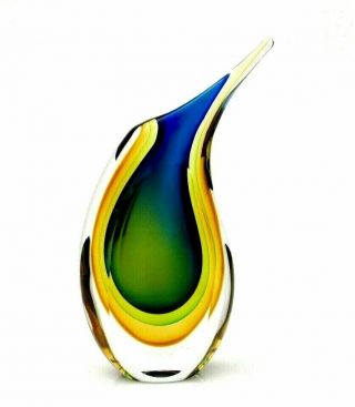 In Vogue Murano Sommerso Submerged Triple Sommerso Art Glass Vase & Label 3