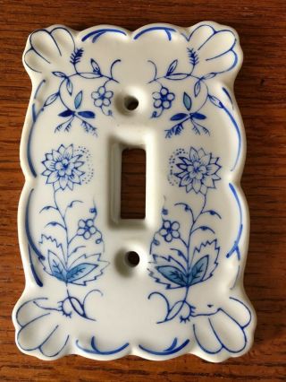 Kelvin Chen,  Fine China,  Light Switch Plate Cover,  Blue On White,  3.  5 " X5 "