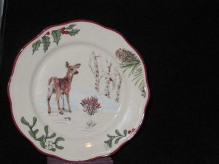 Better Homes & Gardens Heritage Winter Forest Salad Plate Deer Cardinal