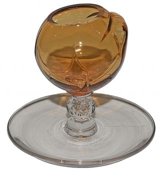 Cambridge Amber And Crystal 3400/144 Cigarette And Place Card Holder