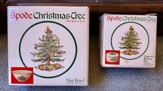 Spode Christmas Tree 5 " Candy/nut Bowl Decorated & Covered Round Box