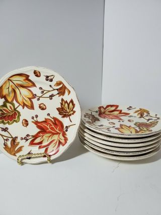 Better Homes & Gardens 8.  5 " Plates Autumn Leaf Design Set Of 7