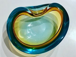 Vintage Mid - Century Modern Murano Italy Art Glass Bowl Sommerso Poli Seguso