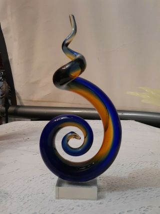Abstract Art Glass Murano Hand Blown Art Glass Figurines,  Murano Swirl Sculpture