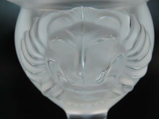 Lalique France Crystal Clear/Frosted Tete D ' Lion Candle Holder 3 3/4 