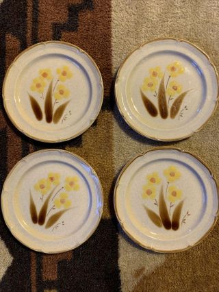 Set Of 4 Hearthside Classics Hand Painted Stoneware Salad Plates - 7 1/2 Inch