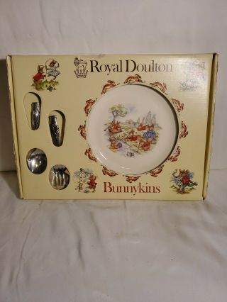 Vintage 80s Royal Doulton Bunnykins Childs Plate Set Spoon Fork