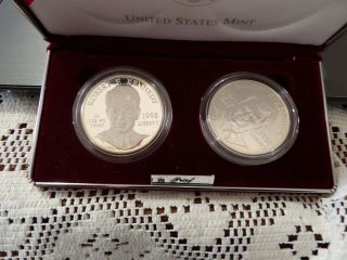 1998 - S $1 Proof Robert F Kennedy Commemorative Silver Dollar 2 Coin Set W/