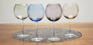 Set Of (4) Mikasa Cheers Pastel Balloon Wine Glasses