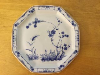 Haviland Limoges Jardin Bleu 8 - Sided Bread Plate,  Blue Flowers 6 3/8”