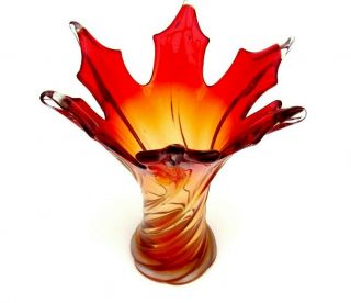 Luxury Murano 50s Art Glass Freeform Twist Burning Flames Of Fire Majesty Vase