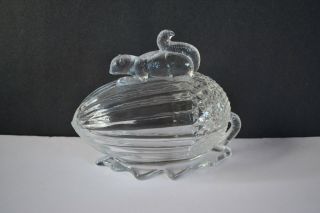 Martha By Mail L E Smith Clear Glass Squirrel On Acorn Covered Dish