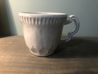Vietri - Incanto (white/gray Glaze) - 1 Mugs - Leaf Motif - Made In Italy