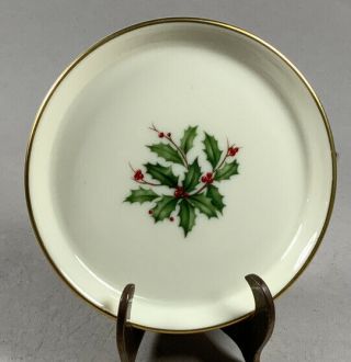 Lenox Holiday Holly Berry Gold Trim Butter Pat Plate