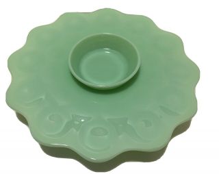 Jadeite Inverted Moon And Stars Chip And Dip Plate Serving Platter Tray Jade
