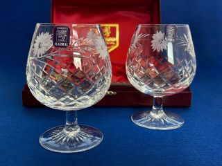 Two Edinburgh Crystal Brandy Glass - Argyll - - Cut Crystal - With Labels