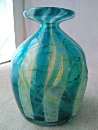 Mdina Glass Crystal Blue Stripe Vase Michael Harris 14 Cm / 5.  5 Inches High