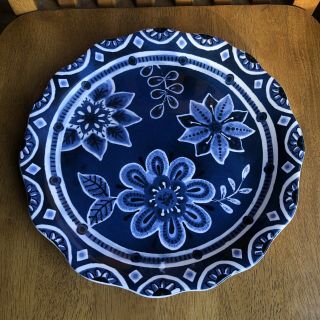 Pier 1 One Imports Dinner Plate Indigo Floral Blue Flowers Replacement