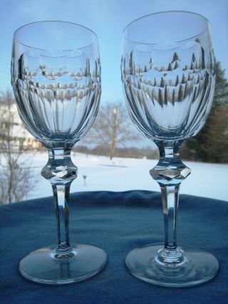 Waterford Irish Crystal.  Curraghmore Pattern.  Two 7 1/8 " Claret Glasses.  Signed