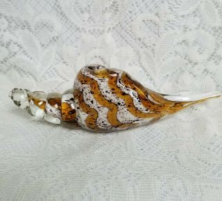 Large Heavy Mouth Hand Blown Art Glass Conch Sea Shell Sculpture Paperweight 2