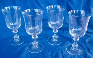 Mikasa French Countryside 4 Water Goblets Box Clear Optic Glass Stem 14 Oz