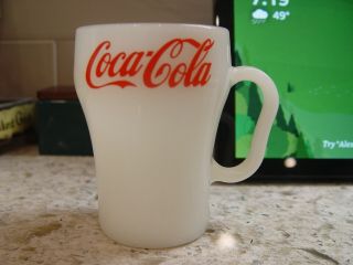 Fire - King Coca - Cola Coke Soda Patio Style Milk Glass Advertising Coffee Mug