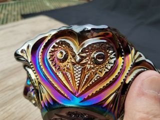 Imperial Carnival Glass Electric Purple Zippered Heart Berry Bowl