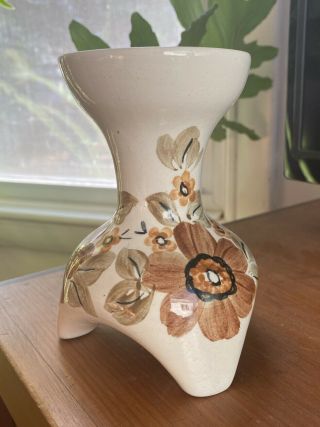 Vintage Mc Wloclawek Candlestick Hand Painted Flowers Made In Poland